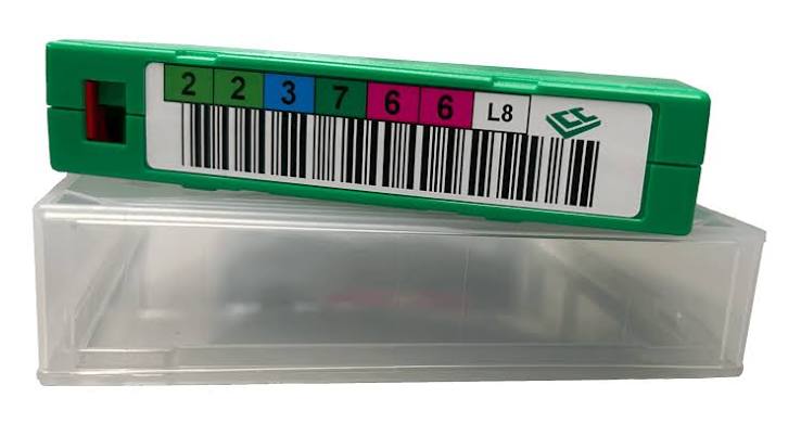 Illustration of an LTO backup tape cartridge